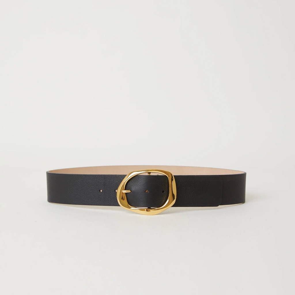 B Low The Belt - Black Edmond Leather Belt With Gold Buckle Size Xs